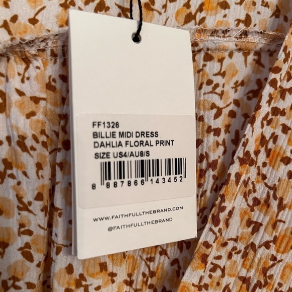 NWT FAITHFULL THE BRAND Billie Floral Dress- Dahlia Floral Print/ Size 4 (Small) - Picture 14 of 15